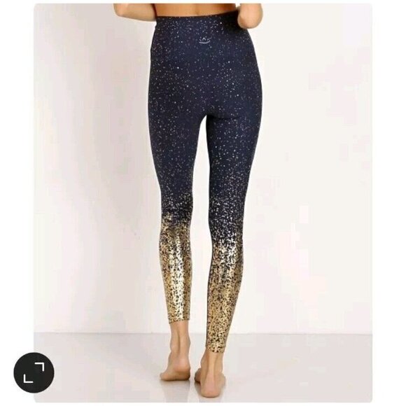 Beyond Yoga High Waisted Alloy Ombre Midi Legging Navy & Gold Women's Size S - Picture 8 of 14